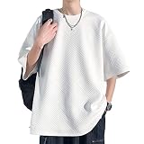 [Culeevp] 夏服 メンズ tシャツ 半袖 大きいサイズ 無地 五分袖 速乾性 柔らかい 服 白XL