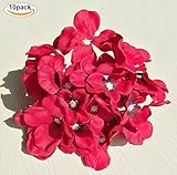 Budding Joy 10pcs人工シルクアジサイ花ヘッドファブリック花柄DIY花の壁の装飾ウェディング レッド