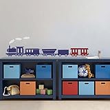 Battooトレイン壁ステッカー－トレイン列車壁デカール壁アート赤ちゃん少年壁デカール機関車装飾Trainテーマトラックビニールデカール子供部屋装飾 34"WX8.2"H LA004-08