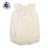 PETIT BATEAU【プチバトー】 BABY 半袖　前開きショートロンパース 35231 (24M, 57 ： ペールグレー×ピンク)