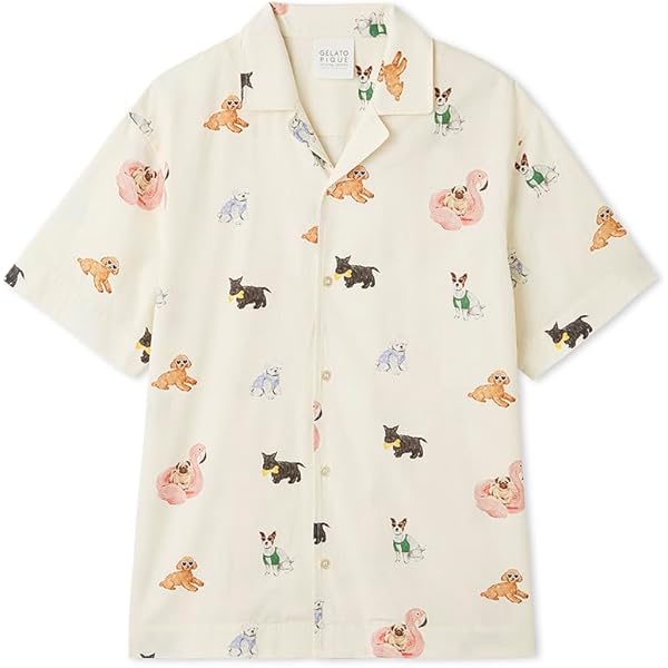 Amazon | ジェラートピケ ユニセックス SUMMER DOG総柄シャツ