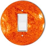 Rikki Knight RND-LSPROCK-184 Planet Sun Round Single Rocker Light Switch Plate [並行輸入品]