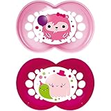 MAM(マム）Monster Collection 6ヶ月～　可愛いおしゃぶり　2個セット ❤ピンク ラブモンスターちゃん❤ （ピンク & ライトピンク)　BPAフリー [並行輸入品]