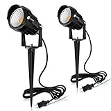 MEIKEE 7 W LEDガーデンライト、6000 K 800 LMガーデンスポットライトIP 66防水ガーデン照明 上下左右に回転可能 風景ライト＆芝生ライト庭園照明 ５万時間の寿命 電球色（2個