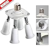 ELINKUME AC100V~265V LED電球　E26/E27口金ソケット　1個　口金変換アダプターE26-E26　分配アダプター　照射角度自由に調整可能　スプリッタ (E26 4分岐ソケット)