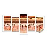 Helloアートワーク – 鳥動物キャンバス壁アートピンクフラミンゴStanding on Water with Sunset Seaview画像プリントキャンバス壁アートワークのリビングルームホーム