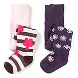 キッズ　女の子　綿　ファッション　タイツ　可愛い　動物柄　スポット柄 花柄　2足セット (花柄と雪花柄, 2-3歳)