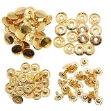 KUKU工房 バネホック ホック ボタン レザークラフト ハンドメイド 50組セット (12mm, ゴールド)