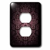 3dRose lsp_153076_6 Deep Eggplant Purple Glowing Damask Pattern - 2 Plug Outlet Cover [並行輸入品]