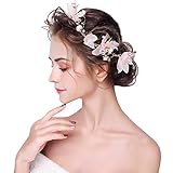 kanrome花飾り ヘアバンド 人工パール フラワー ウエディング パーティー 花嫁 ピンク 介添人 ヘッド飾り 花嫁 髪飾り ピンク