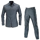 (バートル) BURTLE ヘリンボーン 作業着・作業服 上下セット(長袖シャツ+カーゴパンツ) (1515,1502) インディゴ L