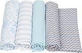 MiracleWare Muslin Swaddle Blanket, Blue Chevron Collection, 4 Piece by MiracleWare
