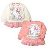 (アイボリー/90cm)ベビー服 女の子 Tシャツ 長袖 Hello Kitty ハローキティ ぺプラム キャラプリント フリル チュールレース 女児 ベビー