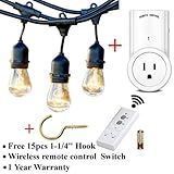 Outdoor String Lights - 48 Feet Long Heavy Duty Hanging Market Patio Cafe Pergola Rope String Backya