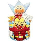 出産祝いにアンパンマンのおむつケーキ 男の子/赤ちゃん/内祝い/誕生日プレゼント/ギフトセット/ダイパーケーキ (パンパースS12 （出産祝い用に）)