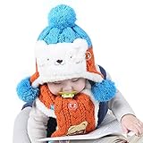 Franterdベビー男の子女の子冬ビーニー暖かい帽子フード付きスカーフイヤーフラップニットキャップ One Size Franterd_H01