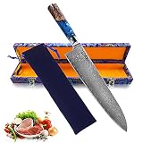 Utaki 牛刀 肉切り包丁 ダマスカス V金10号 刃渡り240mm 万能包丁 よく切れる 料理 ステンレス 美しい高級67層ダマスカス包丁 (sdd083Y)