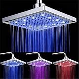 delipop hn-11 LEDシャワーヘッド温度3 Color Changing 8インチSquare ABSクローム仕上げ12のLEDバスルーム