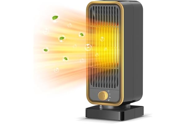 【2025冬モデル】 セラミックヒーター 小型 電気ファンヒーター 2秒速暖 暖房器具 マイナスイオン空気清浄 省エネ 速暖 大風量 コンパクト 3段階温度調整 900W 足元 ファンヒーター 温度調節 2重過熱保護 転倒OFF 節電対策 過熱保護 セラミック 窓下結露対策/寝室/トイレ/洗面所/オフィスに適用 (マットブラック)