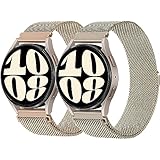 2枚 ラグ幅20MMのみ コンパチブル Galaxy Watch 7/6/5/4 40mm 44mm バンド/galaxyウォッチ 6 Classic 43mm 47mm バンド/5 Pro 45mm バンド/4 Classic 42mm 46mm バンド、コンパチブル amazfit gtr mini/gts4 mini ベルト、ステンレス 通気 スメタルメッシュ レディース メンズ