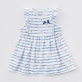 Chaufly ベビースカート 子供服 ガールズ ドレス コットン フライングスリーブ Oネック ストライプ カジュアル ウェア サマー 可愛い 発表会 パーティー 超柔らかい 長袖 春 秋 綿