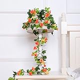 2ピースシルクローズ花Rattanグリーンシミュレーションリーフアイビーつるガーランドウェディングパーティー One Size EIOLP152506393286