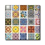 3dRose ct_157470_4 Collage of Colorful Mexican Tiles-Ceramic Tile, 12-Inch [並行輸入品]