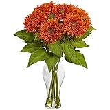 Nearly Natural 1360-OR Sunflower Arrangement with Vase, Orange [並行輸入品]