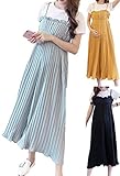 【ママ＆キッズ】Poche 2017 春夏 全3色4サイズ マタニティ スカンツ キャミソール サロペット パンツ ワイド プリーツ M~XXL (XL, ライトグリーン)