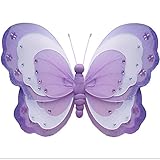 Hanging Butterfly 7 Small Purple Lavender White Triple Layered Nylon Mesh Butterflies Decorations De