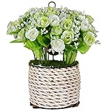 ノーブランド　造花　壁掛け　壁飾り　ハンギングバスケット　蕾　花　バド　観葉植物　人工観葉植物　雑貨　アーチ　飾りつけ　飾り　装飾　インテリア　フラワー　カゴ入り　ホワイト　Generic Garde