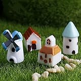 Generic 12Pcs/Set Kawaii Zakka Windmill House Small Resin Crafts DIY Mini Toys Fairy Garden Miniatur