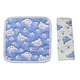 抱っこ紐用よだれカバー よだれカバー 2枚セット 抱っこ紐 よだれ カバー よだれカバー 抱っこ紐用 ベビーカー リバーシブル 綿100％ 柔らかい かわいい よだれパッド (くまブルー)