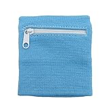 ルナリ ポケット付き リストバンド ランニング ウォーキング ジム コイン カード 鍵 小銭 収納 ポーチ ポケット (水色)
