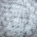 100個 カラーボール 7色 直径約5.5cm/7cm/8cm 収納ネットセット マカロンポポロボール こども園 ボールプール プレゼントおもちゃ (透明色,5.5cm)