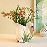 寄り添う スワンの 親子 モチーフ フラワーベース 素敵な オブジェにも