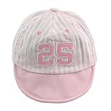 Onuneed　キッズ　 赤ちゃんキャップ　 男の子 女の子 ストライプ　丸洗い子供用 帽子　日よけ お出かけ 可愛い 春夏 (ピンク)