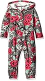 GUESS Baby Girls' Hooded Romper Flower Lace Pink Combo 0/3 Months [並行輸入品]