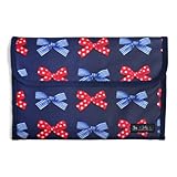 ようこそ赤ちゃんHappy母子手帳ケース（ジャバラタイプ）　ポルカドットとストライプのフレンチリボン（ネイビー）　B2900200　日本製