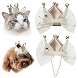 【ペット用品】Malcsterid誕生日グッズ ミニバースデイクラウン2点セット(ヘアピンとリボン) ゴールドがまぶしいので 誕生日におしゃれをする猫や犬にぴったりです 犬 誕生日 猫 誕生日 帽子