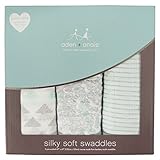 エイデンアンドアネイ ADEN+ANAIS おくるみ バンブー 3枚セット 12種 シルキーソフト モスリン スワドル (METALLIC SKYLIGHT BIRCH) [並行輸入品]
