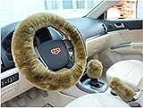 mlovesie 3点1セットソフトプラッシュ本ウール車ハンドルカバーハンドブレーキカバー&ギアシフトカバーfor 14.96インチx 14.96「Steelingホイールで直径 ML-MH-3PCS