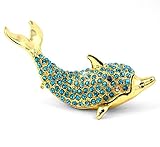 Objet D'Art Release #54 "Aquamarine Dream" Whimsical Dolphin Handmade Jeweled Enameled Metal Trinket