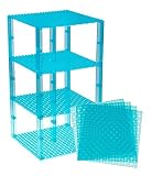 Premium Clear Turquiose Stackable Base Plates - 4 Pack 6" x 6" Baseplate Bundle with 30 Clear Turqui