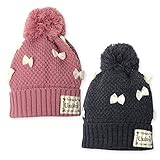 ベビー ニット帽 ニットキャップ 帽子 UZULAND チュールリボン ベビー キッズ (2.チャコール/46-48cm)