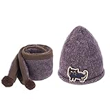 SFGHOUSE ニット帽子　スカーフ　セット 子供用　ベビー　男の子 女の子 秋冬　保温性 防寒　おしゃれ (ダークグレー)