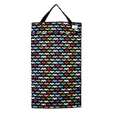 Large Hanging Wet Dry Bag for Cloth Diapers or Laundry (Mustache) by Ecoable