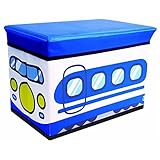 座れる収納ボックス スツール 【シンカンセン】 幅48cm クッション座面 〔子供部屋収納 オモチャ箱 ストレージ〕