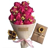 Sund 造花 ソープフラワー せっけん バラ 花束 枯れない カード付き　ギフト プレゼント 贈り物 ボックス 芳香剤 カラフル 結婚記念日 入学 卒業 誕生日 選べる8色　ローズ