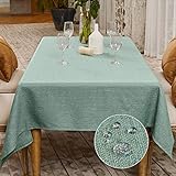 BALCONY & FALCON テーブルクロス 北欧 おしゃれ 撥水 加工 120*160cm 長方形 布製 類麻 リネン 無地 防水 防汚 防油 高耐久 上品質 お手入れ簡単 洗えるテーブルクロス 厚手 高級 ライトグリーン